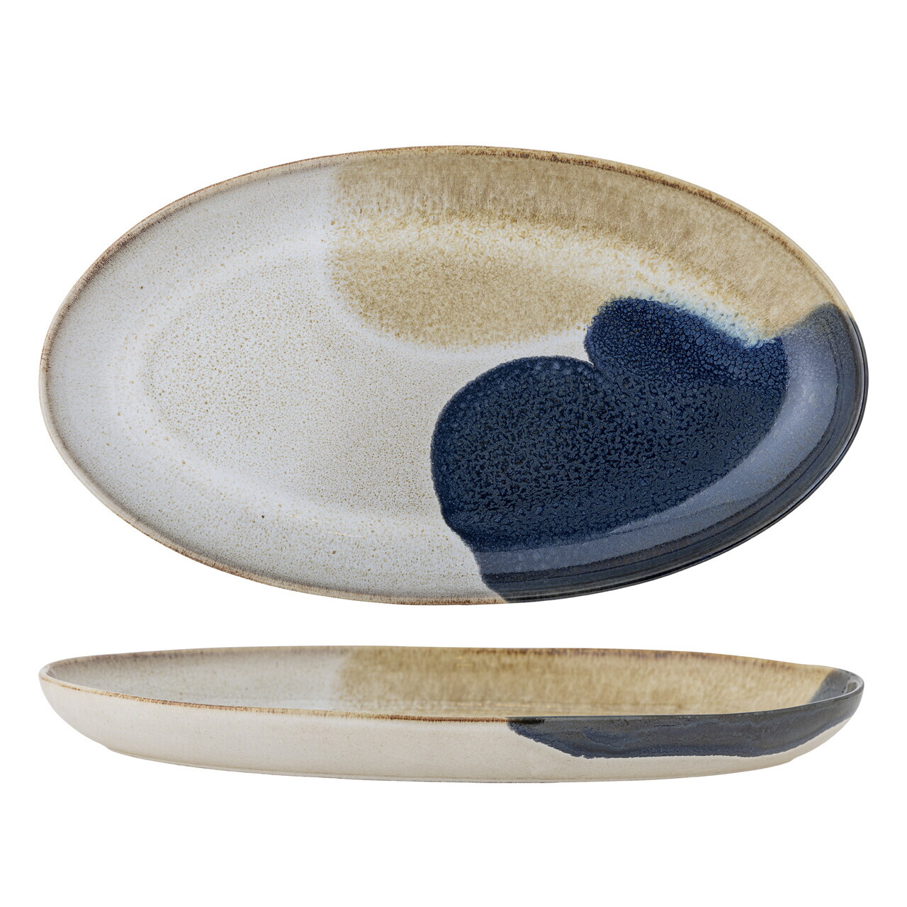Platou pentru servire, Bloomingville, Jules, 33.5x18.5x3.5 cm, ceramica, albastru - imagine 5